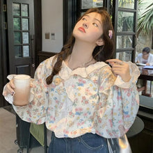 Loose Floral Pattern Vintage Ruffles Blouse Shirt