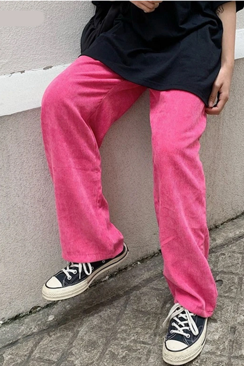 High Waist Pink Corduroy Loose Pants – Tomscloth