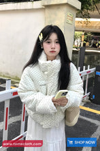 Retro Dots Pattern Corduroy Parkas Coat Jacket