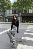 High Waist Elegant Argyle Pattern Flare Pants