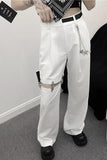Hip Hop Belted Chain Hollow Long Pants