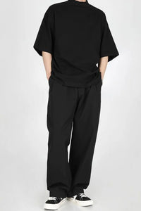 Loose Short Sleeve Solid Color High Neck Men Shirt