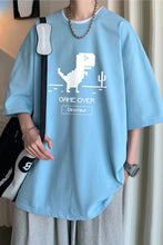 Loose Cute Dinosaur Short Sleeve Men Shirts