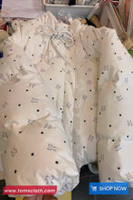 Loose Bow Printing Lace Drawstring Puffer Jacket