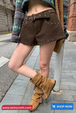 Low Waist Retro Suede Style Shorts