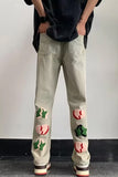 Graffiti Pattern Back Embroidered Men Jeans Pants