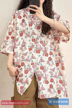 Short Sleeve Cute Floral Pattern Blouse Shirt