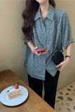 Short Sleeve Floral Pattern Blouse Shirt