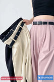 High Waist Casual Long Office Pants With Belt