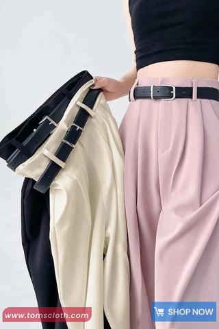 High Waist Casual Long Office Pants With Belt