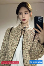 Long Sleeve Double Sided Floral Pattern Zipper Jacket