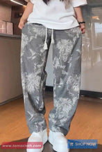 Casual Drawstring Flowers Pattern Long Pants