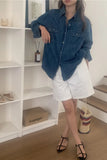 Long Sleeve Vintage Denim Blouse Shirt