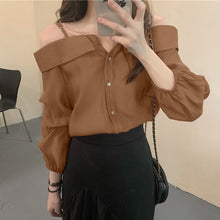 Long Sleeve Sexy Off Shoulder With Straps Blouse Shirt