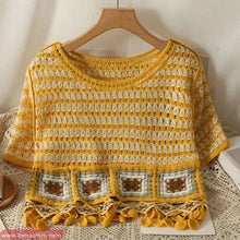 Short Sleeve Knitted Crochet Style Shirt
