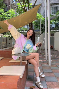 Long Sleeve Striped Pastel Colors Blouse Shirts