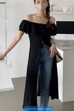 Casual Slash Neck Lace Patchwork Midi Dress