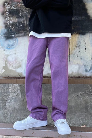 High Waist Casual Purple Jeans Pants