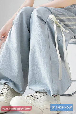 Loose Striped Cute Bow Long Sweatpants