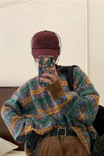 Long Sleeve Retro Pattern Cardigan Sweater