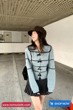 Long Sleeve Striped Cute Bow Knitted Sailor Collar Sweater