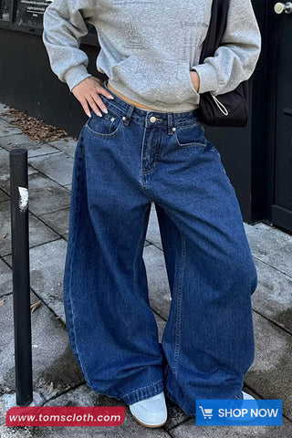 Loose Retro 90s Style Women Jeans Pants