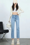 High Waist Straight Basic Slim Jeans Pants