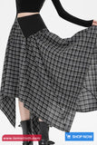 High Waist Loose A-Line Irregular Style Plaid Skirts