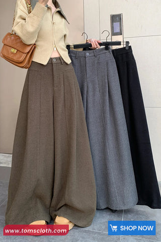 Loose Elegant Wide Leg Woolen Pants