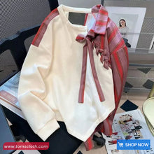 Long Sleeve Combined Irregular Style Striped Collar Sweatshirt