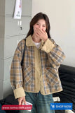 Long Sleeve Vintage Double Style Plaid Cargo Jackets