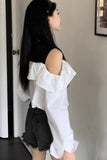 Long Sleeve Fake Two Style Off Shoulder Blouse Shirts