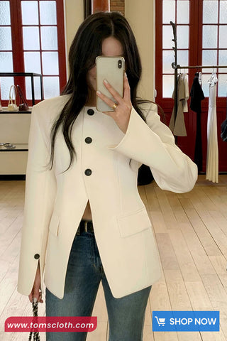 Long Sleeve Elegant Button Office Coat Blazer