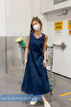 Backless Hollow Out Long Denim Dress