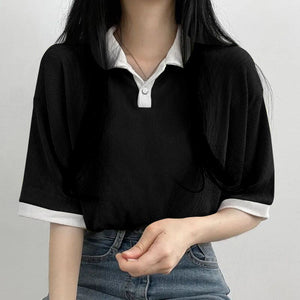 Short Sleeve Cute Colors Collar Shirt