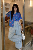 Short Sleeve Little Flowers Pattern Blouse Shirt
