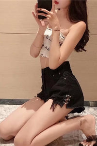 Casual Ripped Style Denim Shorts