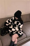 Loose Knitted Checkered Plaid Sweater