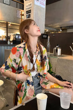 Short Sleeve Cute Floral Printed Blouse Shirt