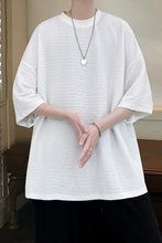 Loose Short Sleeve Textured Style Men Shirt
