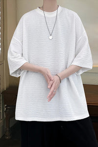Loose Short Sleeve Textured Style Men Shirt