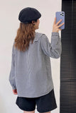 Long Sleeve Striped Vintage Doll Collar Blouse Shirt