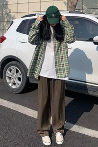 Long Sleeve Light Colors Plaid Blouse Shirts