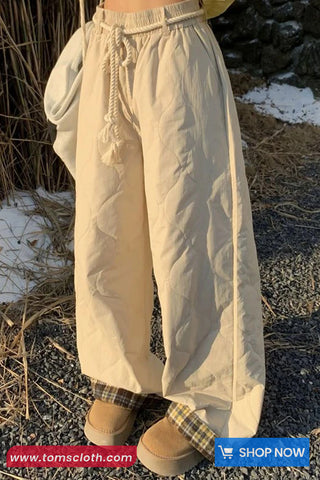 High Waist Warm Thicken Plaid Retro Sweatpants