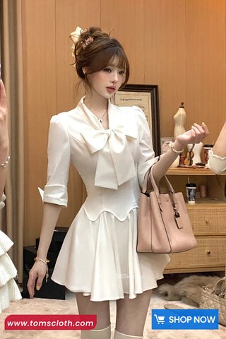 Cute Bow Bandage Elegant Bodycon Dress