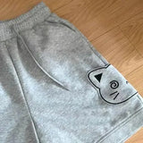 Cute Cat Embroidery Home Wear Shorts Pants