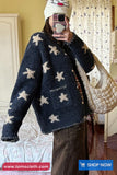 Long Sleeve Stars Pattern Knitted Cardigan Sweater