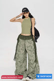 Loose Wide Leg Lace Patchwork Hip Hop Camouflage Pants