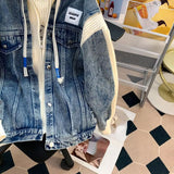 Two Style Hooded Knitted Denim Jacket