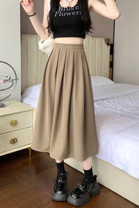 High Waist A-Line Long Pleated Skirts